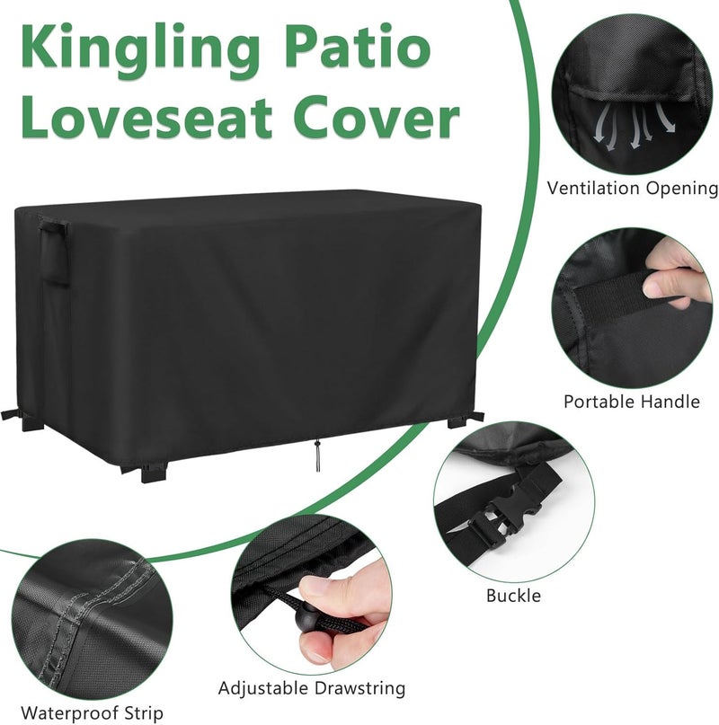 Kingling Outdoor Bench Cover for 3-Seat Aluminum Sofa, Patio Sofa Covers Waterproof for Outdoor Seating Loveseat Covers Heavy Duty Couch Cover-73 W x 26" D x 25" H Inch(Black) - Image 3